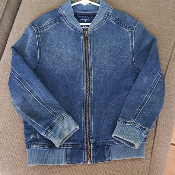 Cat & Jack Blue Denim Jean Jacket with Ribbed Accents - Picture 1 of 1